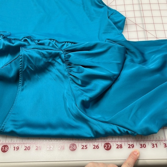SERGIO HUDSON X TARGET Satin Turquoise Long SLV Surplice Front Bodysuit  SZ 4X - Picture 15 of 16